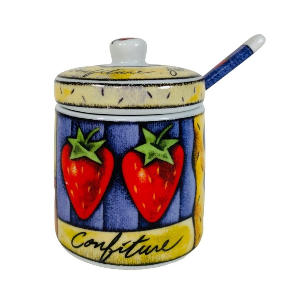 Farmhouse Jam Jelly Condiment Jar with Spoon MSC VTG Kitchen Decor Brunch Party